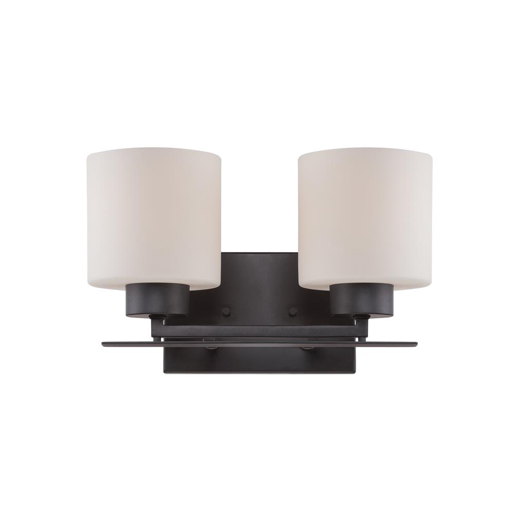 Nuvo Lighting 60/5302  Parallel - 2 Light Vanity Fixture with Etched Opal Glass in Aged Bronze Finish